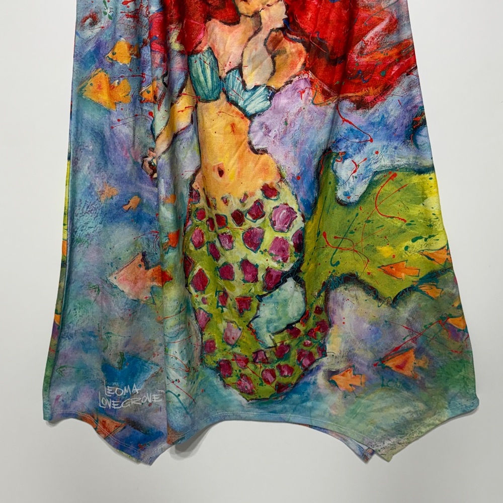 Leoma Lovegrove Mermaid Print Art to Wear Swim Cover- Up Dress- Never Worn - Picture 8 of 17